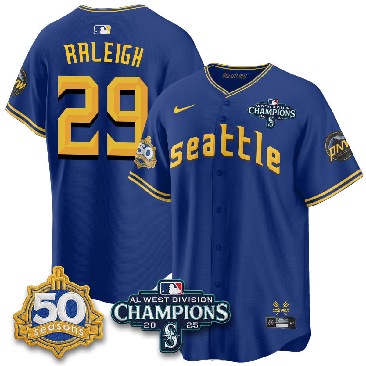 SEA Limited City Connect Jersey - 50th Anniversary & AL West Division Champions - All Stitched