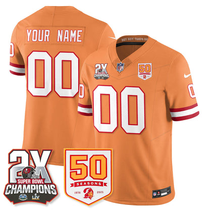 Custom TB 2-Time Champions Patch Throwback Vapor Limited Jersey - All Stitched