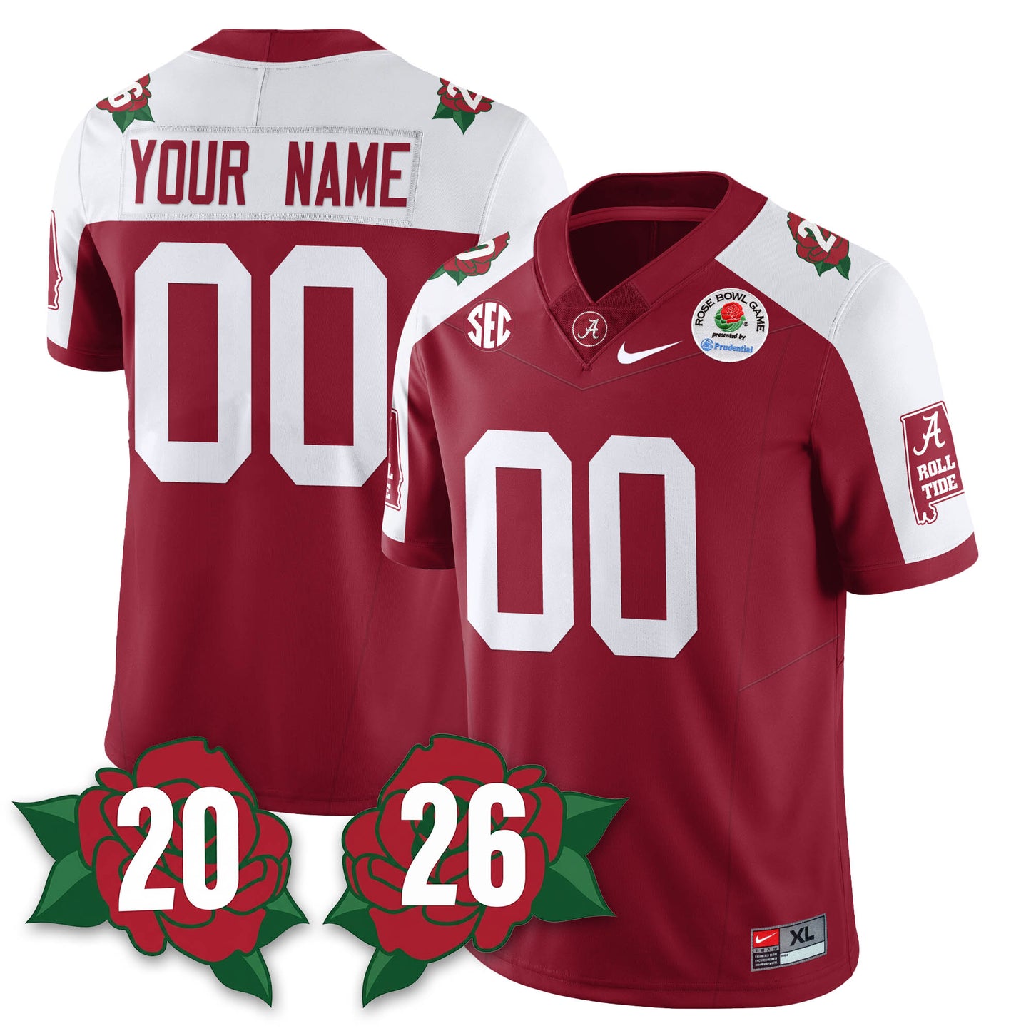 Custom BAMA Rose Bowl Vapor Limited Football Jersey - All Stitched