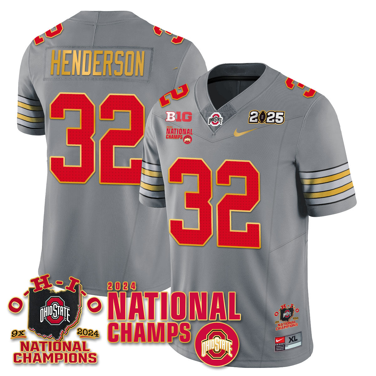 OSU 'Heritage Stripe' 2025 CFP Patch - National Champions Jersey N6 - All Stitched