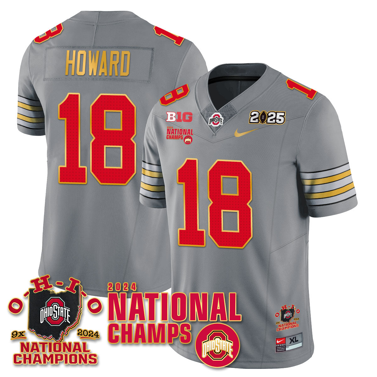 OSU 'Heritage Stripe' 2025 CFP Patch - National Champions Jersey N6 - All Stitched
