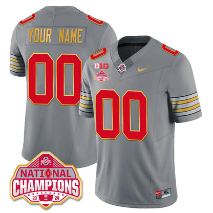 OSU 'Heritage Stripe' 2025 CFP Patch - National Champions Gold Custom Jersey - All Stitched