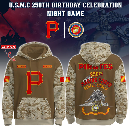 Pirates U.S.M.C 250th Birthday Pullover Hoodie - Printed