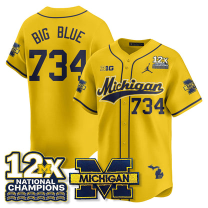 MICH 12x-Time National Champions Baseball Limited Jersey - All Stitched