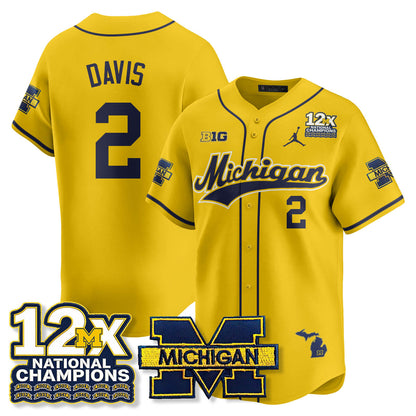 MICH 12x-Time National Champions Baseball Limited Jersey - All Stitched