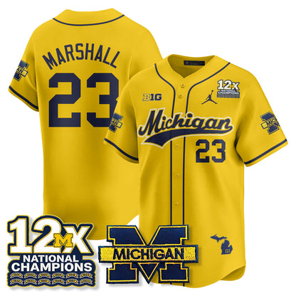MICH 12x-Time National Champions Baseball Limited Jersey - All Stitched
