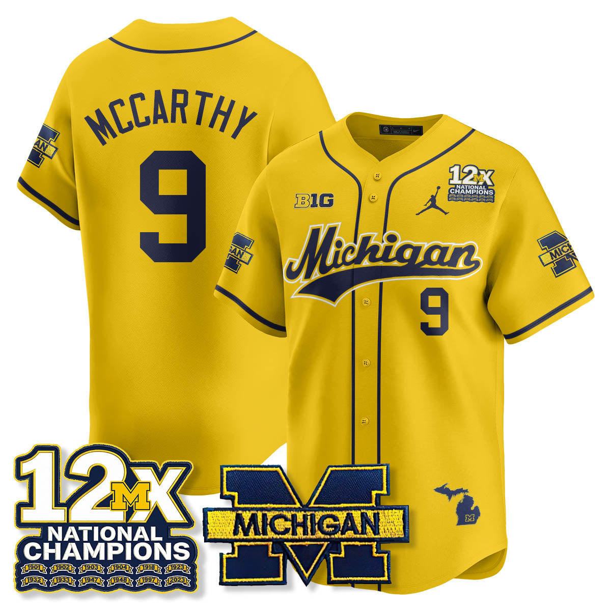 MICH 12x-Time National Champions Baseball Limited Jersey - All Stitched