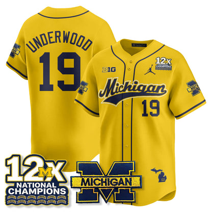 MICH 12x-Time National Champions Baseball Limited Jersey - All Stitched