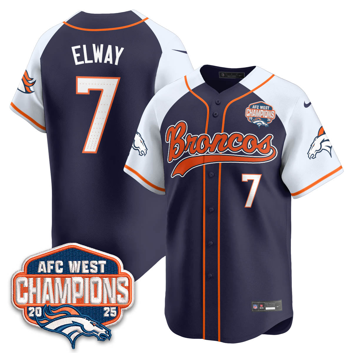 DEN AFC West Division Champions Limited Baseball Jersey - All Stitched