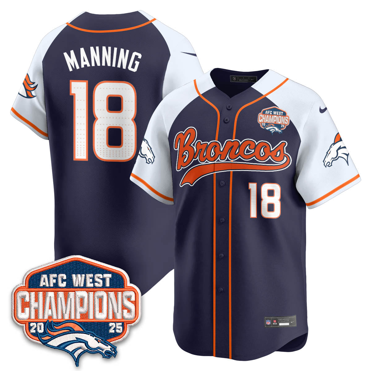 DEN AFC West Division Champions Limited Baseball Jersey - All Stitched