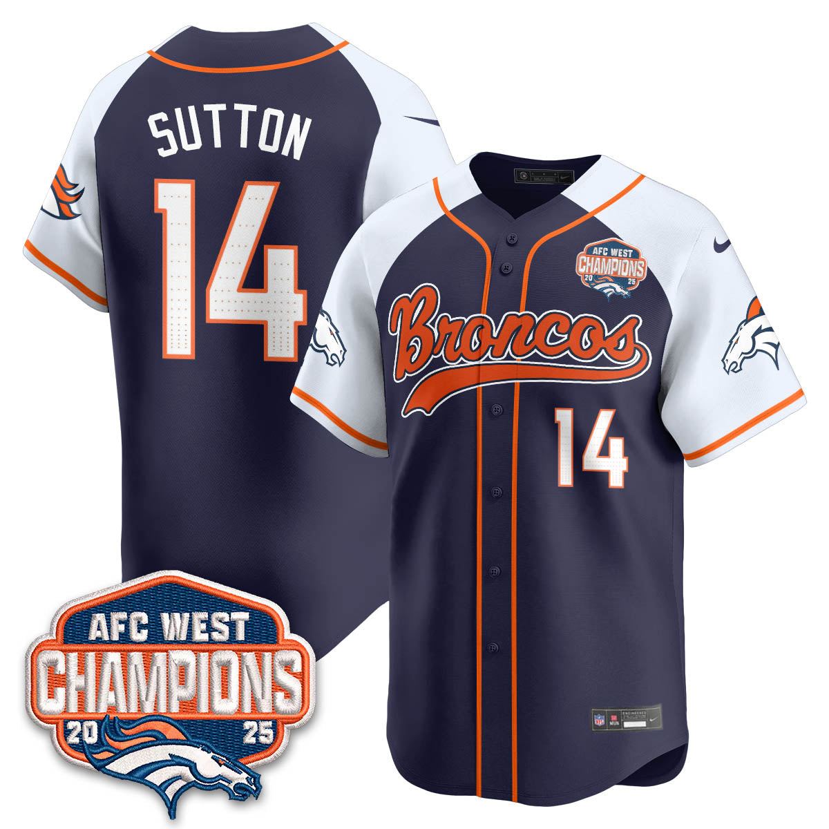 DEN AFC West Division Champions Limited Baseball Jersey - All Stitched