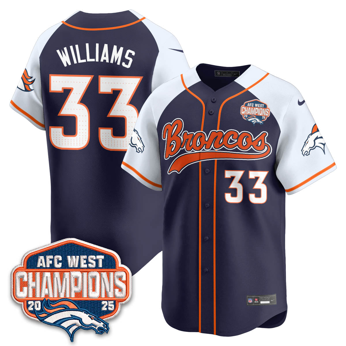 DEN AFC West Division Champions Limited Baseball Jersey - All Stitched