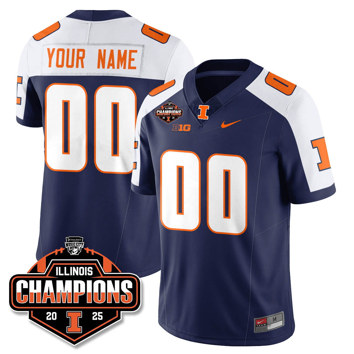 ILL Football 2025 Music City Bowl Champions Limited Custom Jersey - All Stitched