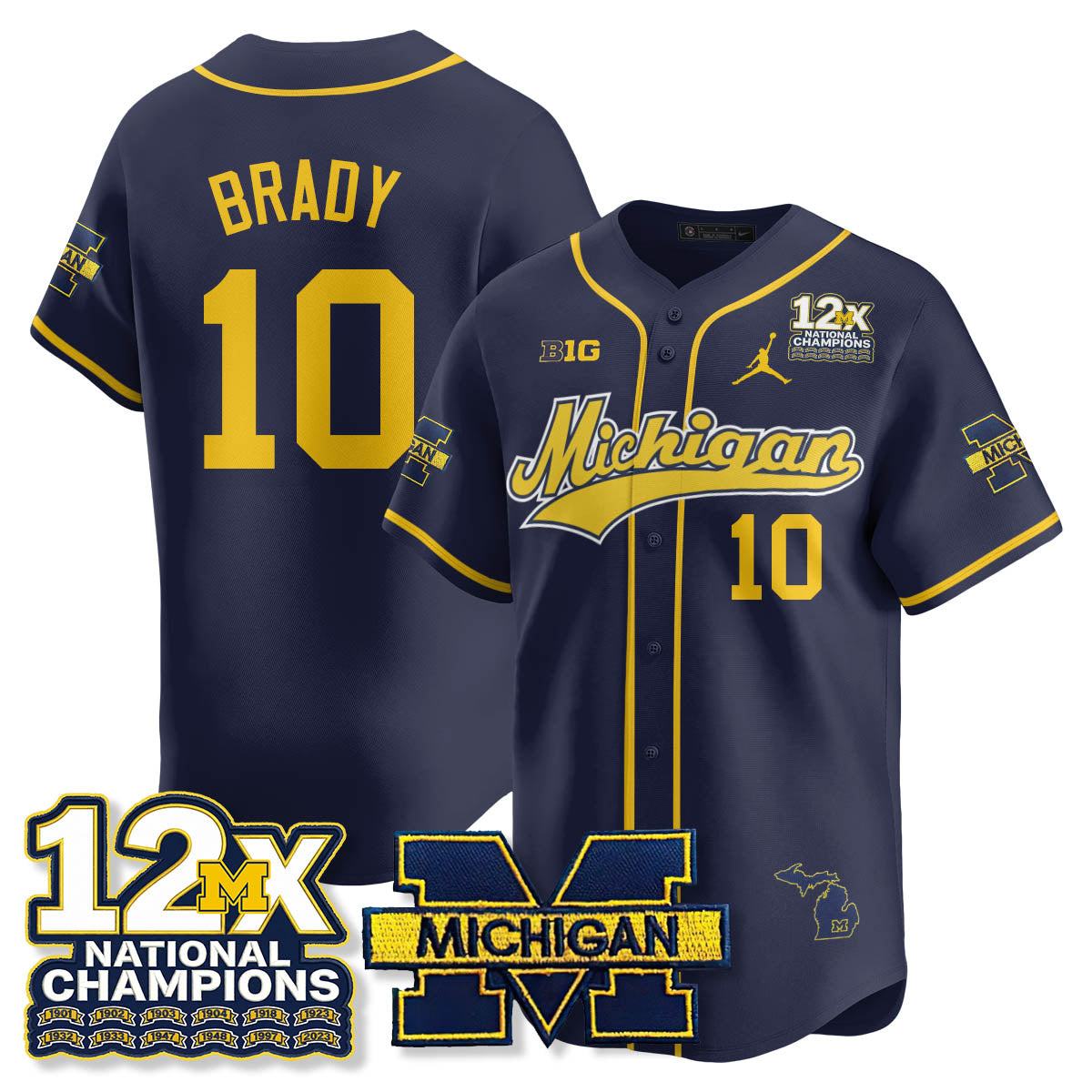 MICH 12x-Time National Champions Baseball Limited Jersey - All Stitched