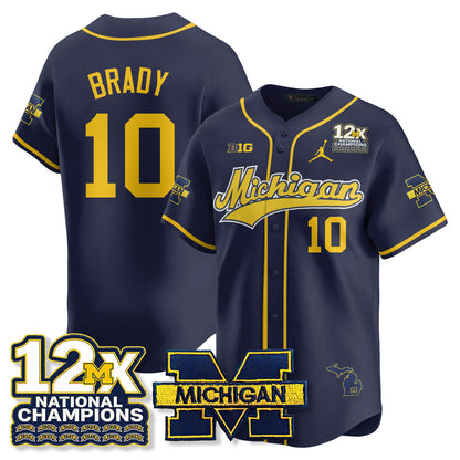 MICH 12x-Time National Champions Baseball Limited Jersey - All Stitched