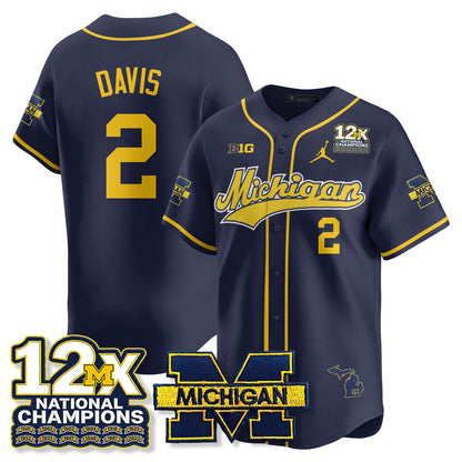 MICH 12x-Time National Champions Baseball Limited Jersey - All Stitched