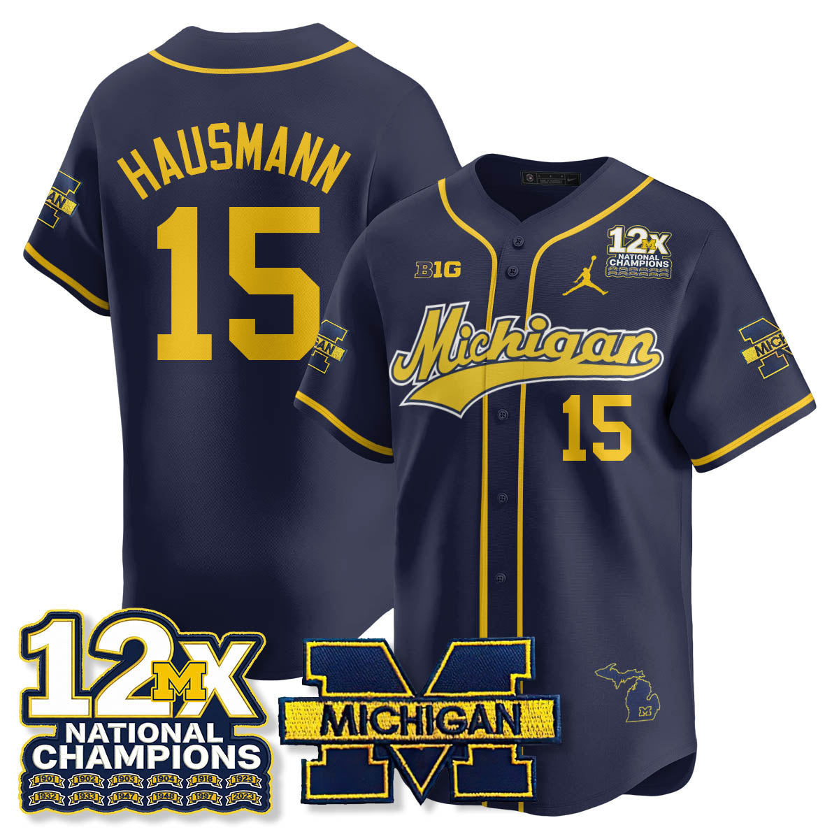 MICH 12x-Time National Champions Baseball Limited Jersey - All Stitched