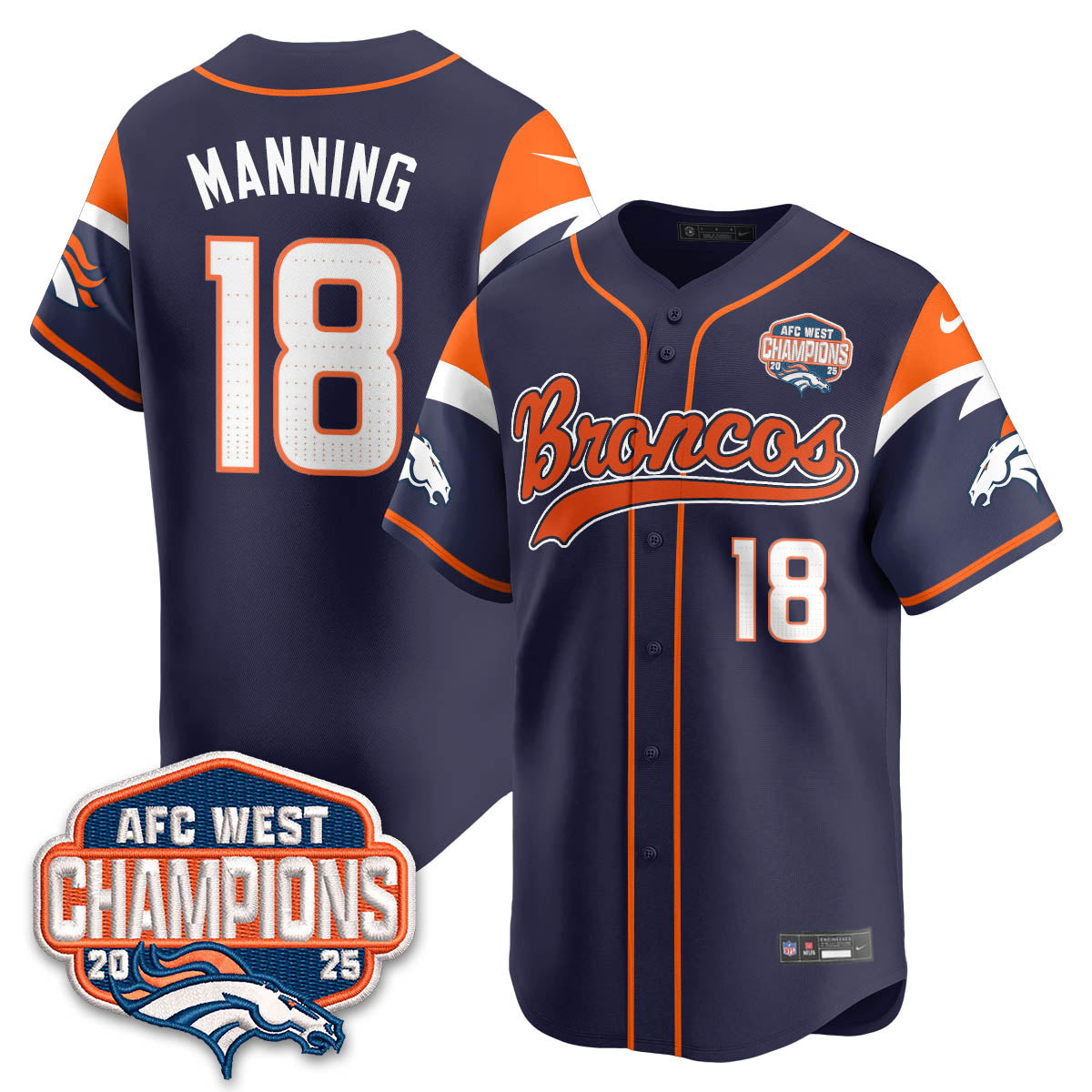 DEN AFC West Division Champions Limited Baseball Jersey - All Stitched
