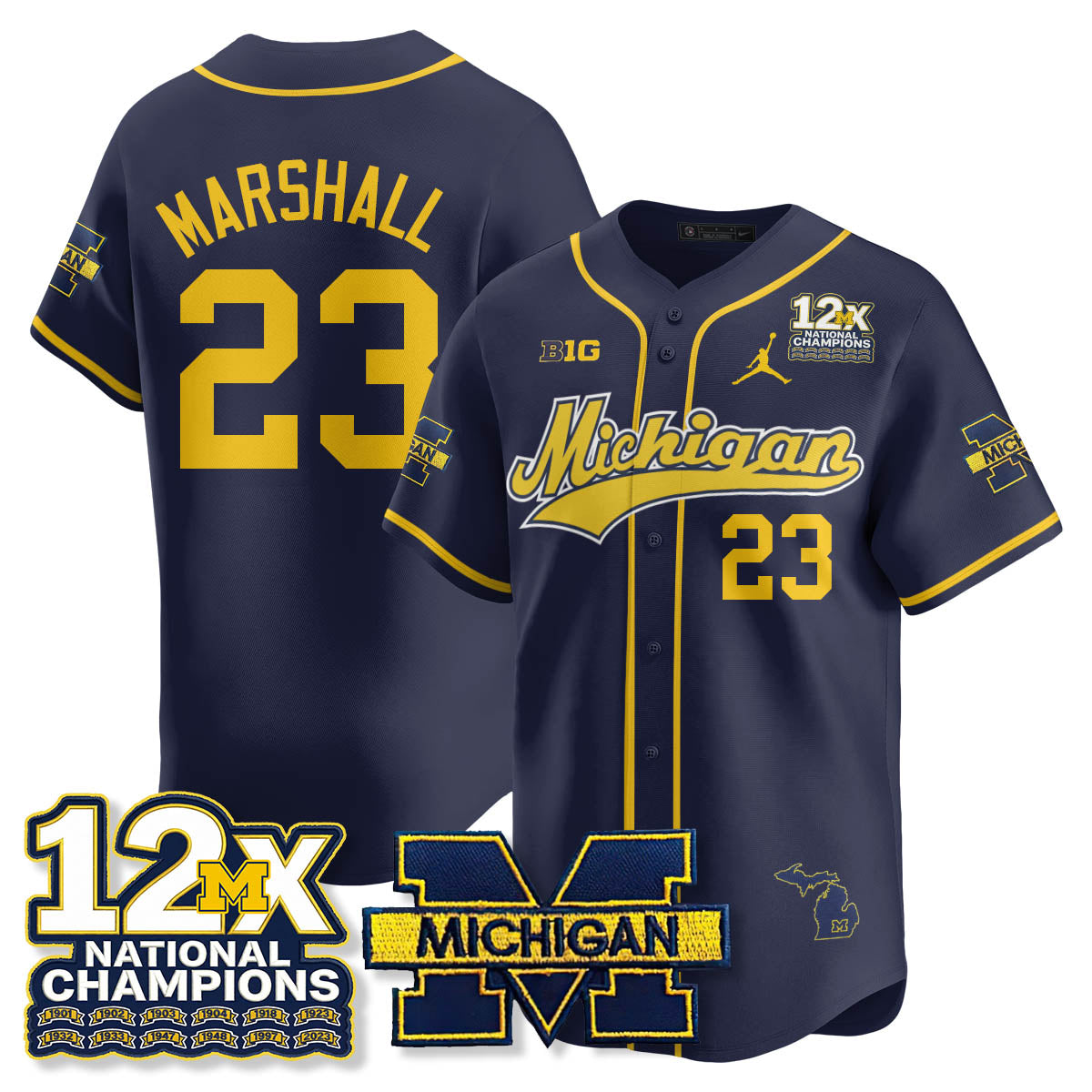 MICH 12x-Time National Champions Baseball Limited Jersey - All Stitched