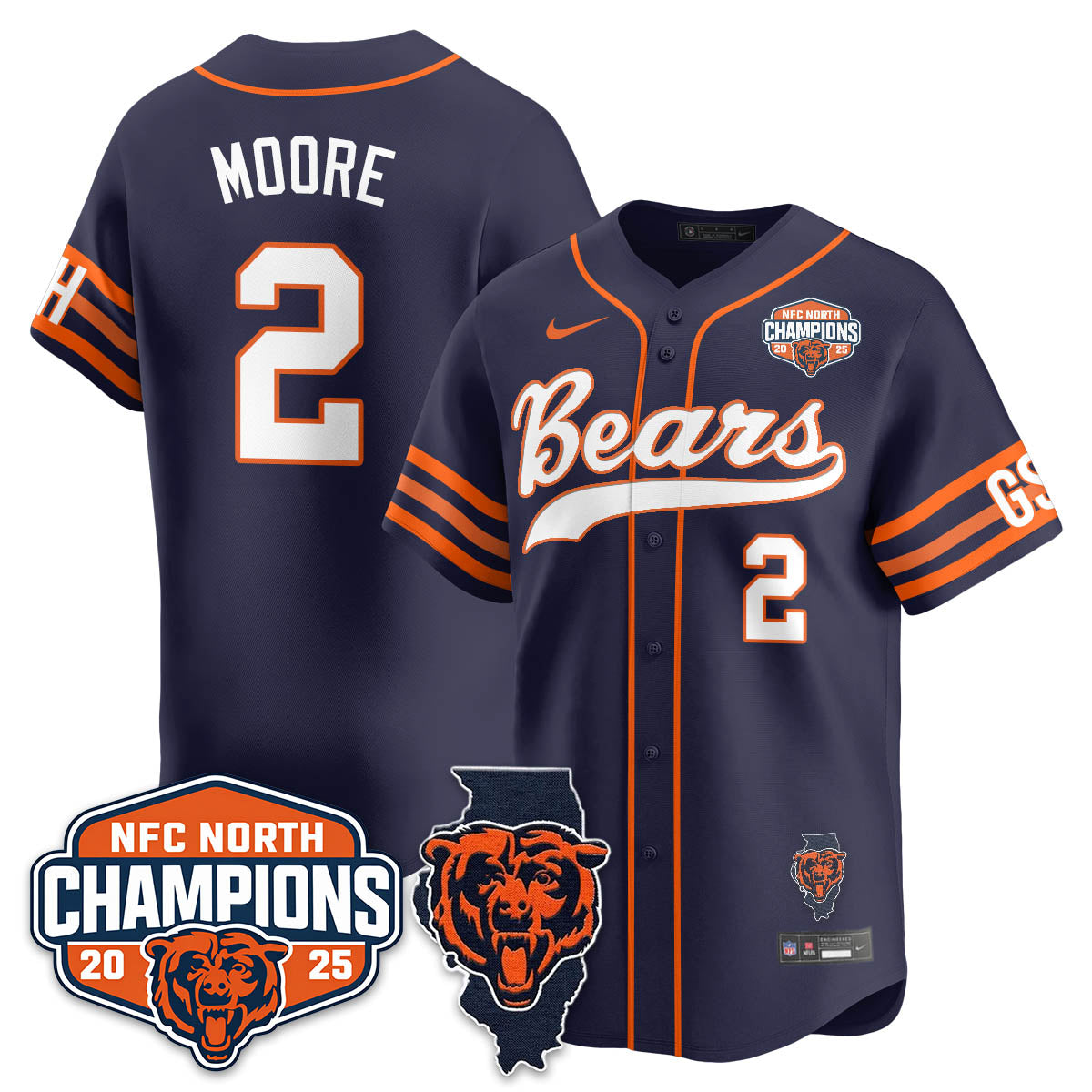 CHI  NFC North Division Champions Vapor Limited Baseball Jersey - All Stitched