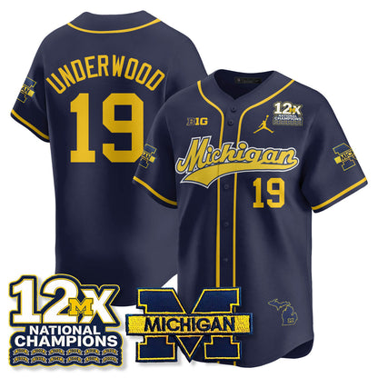 MICH 12x-Time National Champions Baseball Limited Jersey - All Stitched