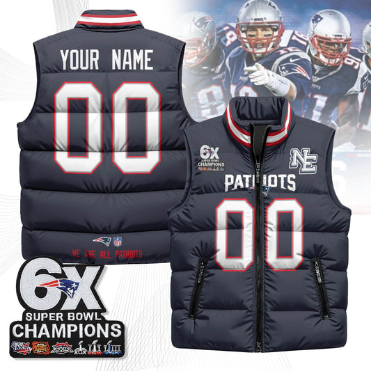 Custom NE 6-Time Champions Unisex Puffer Vest