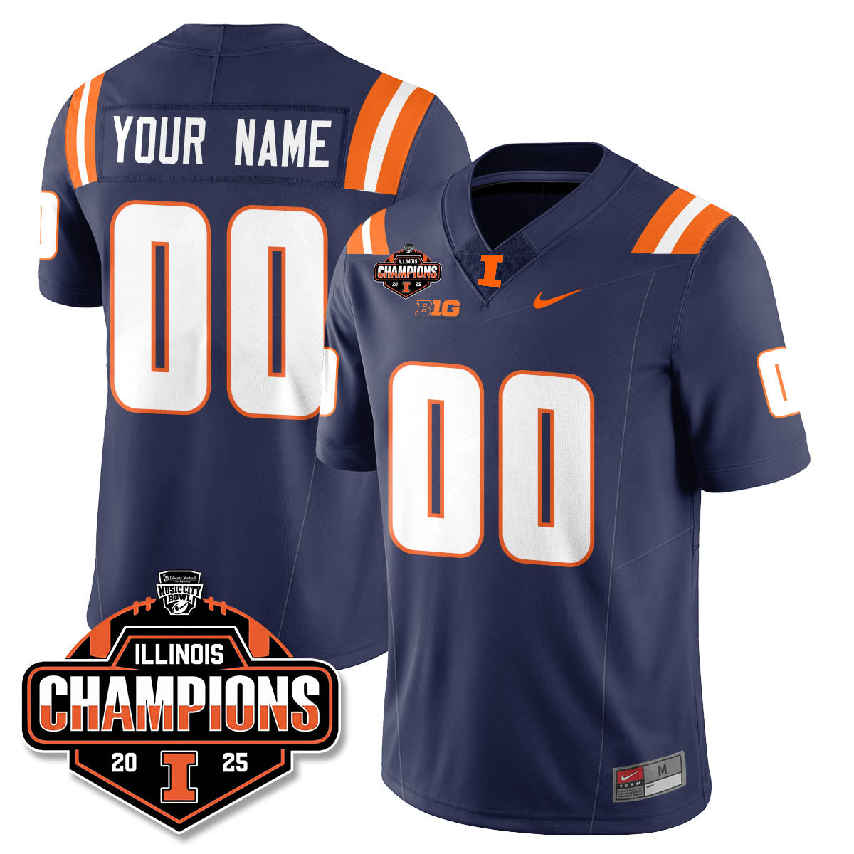 ILL Football 2025 Music City Bowl Champions Limited Custom Jersey - All Stitched