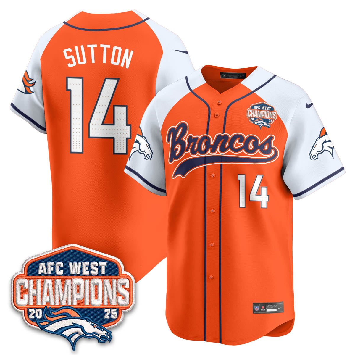 DEN AFC West Division Champions Limited Baseball Jersey - All Stitched