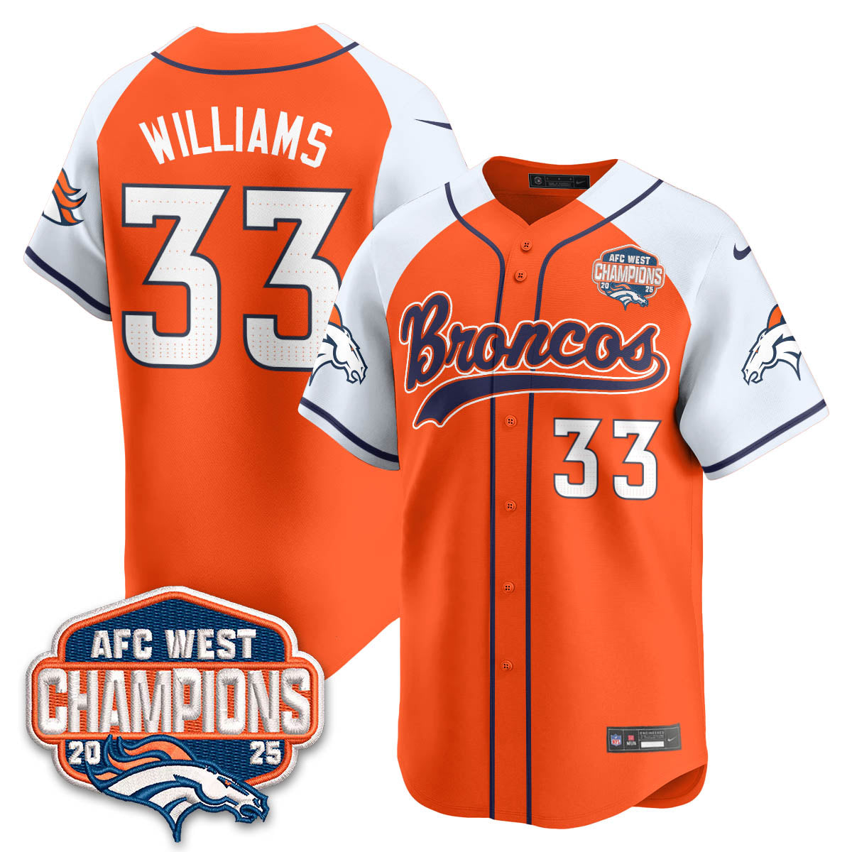 DEN AFC West Division Champions Limited Baseball Jersey - All Stitched