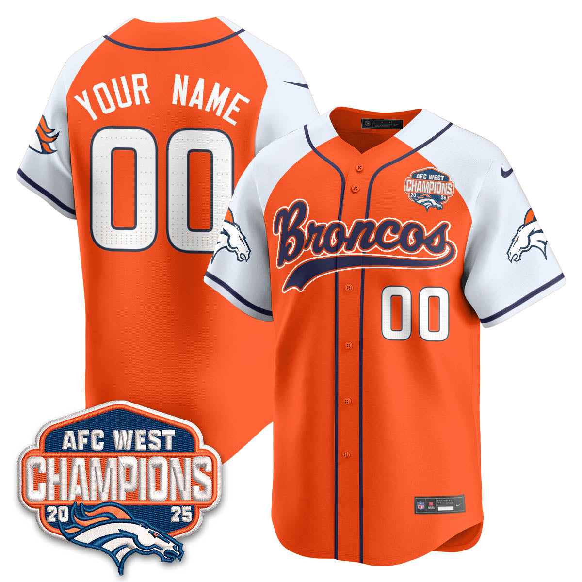 Custom DEN AFC West Division Champions Limited Baseball Jersey - All Stitched