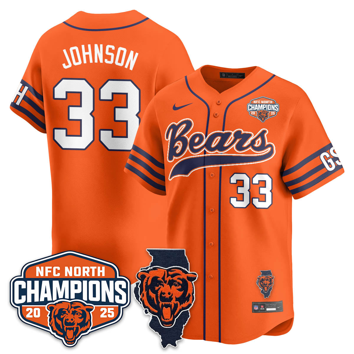 CHI  NFC North Division Champions Vapor Limited Baseball Jersey - All Stitched