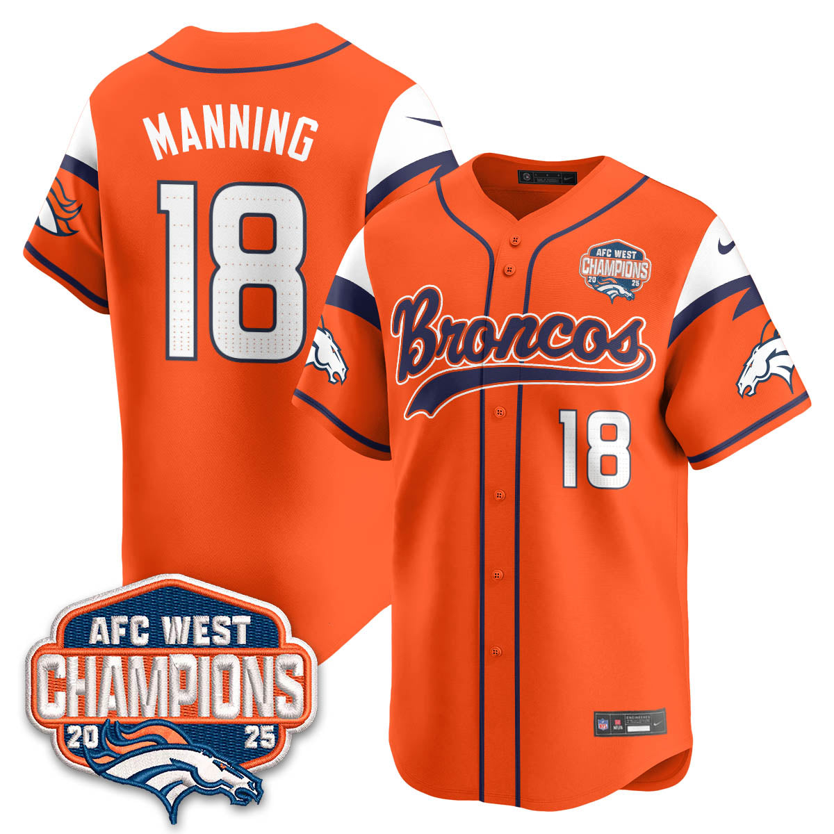 DEN AFC West Division Champions Limited Baseball Jersey - All Stitched
