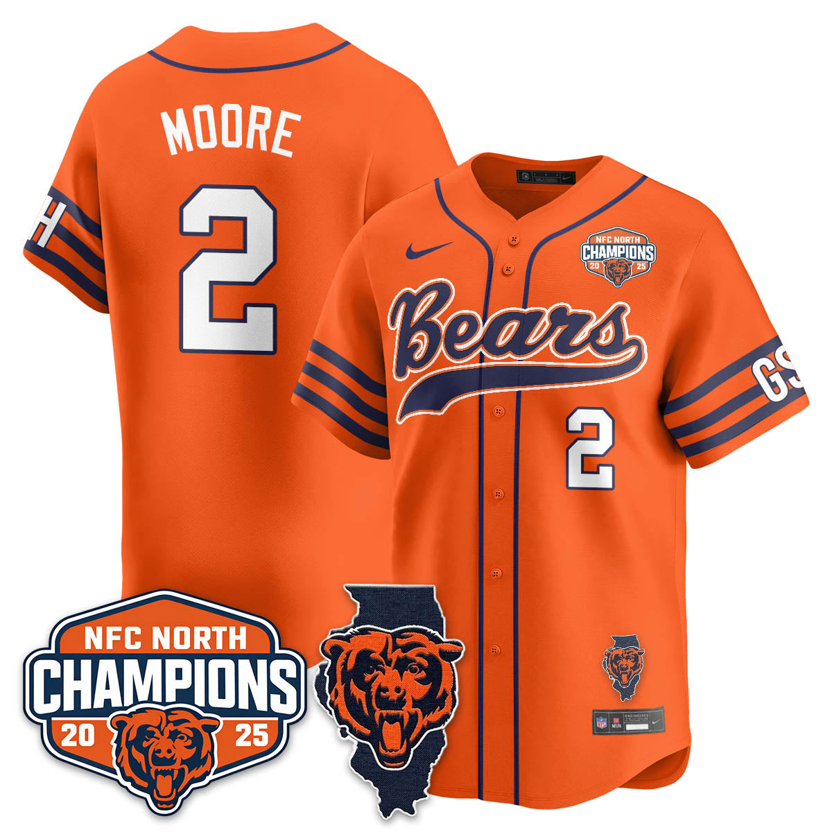 CHI  NFC North Division Champions Vapor Limited Baseball Jersey - All Stitched