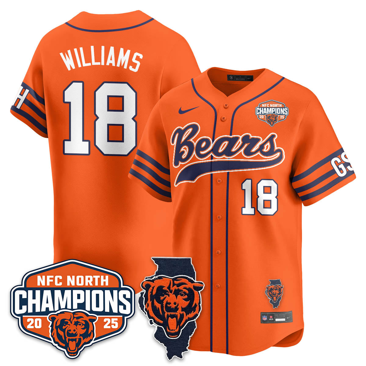 CHI  NFC North Division Champions Vapor Limited Baseball Jersey - All Stitched
