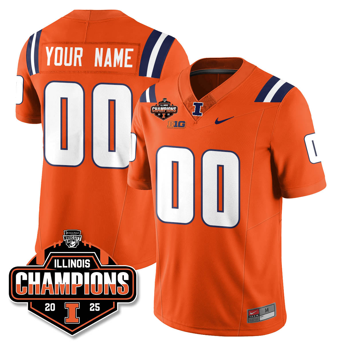 ILL Football 2025 Music City Bowl Champions Limited Custom Jersey - All Stitched