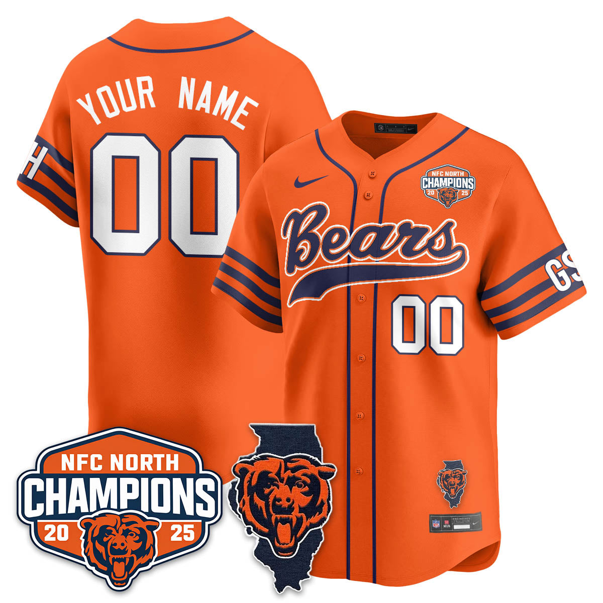 CHI  NFC North Division Champions Vapor Limited Baseball Jersey - All Stitched