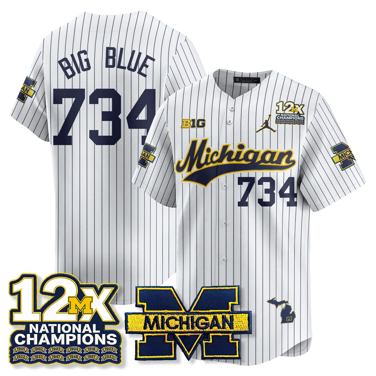 MICH 12x-Time National Champions Baseball Limited Jersey - All Stitched