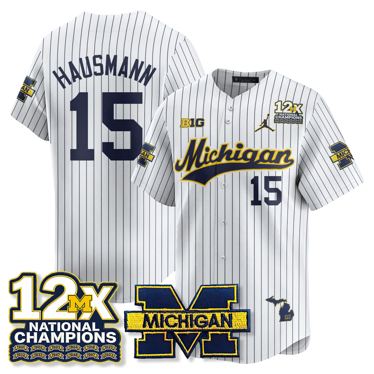 MICH 12x-Time National Champions Baseball Limited Jersey - All Stitched