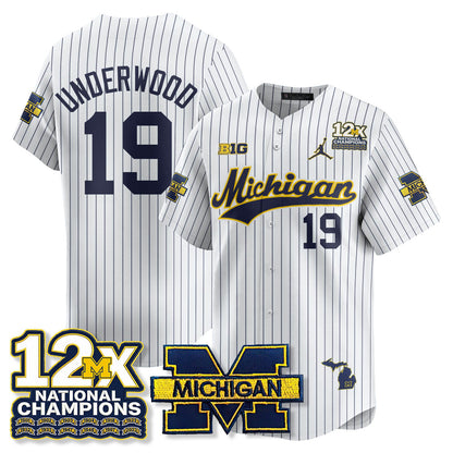 MICH 12x-Time National Champions Baseball Limited Jersey - All Stitched