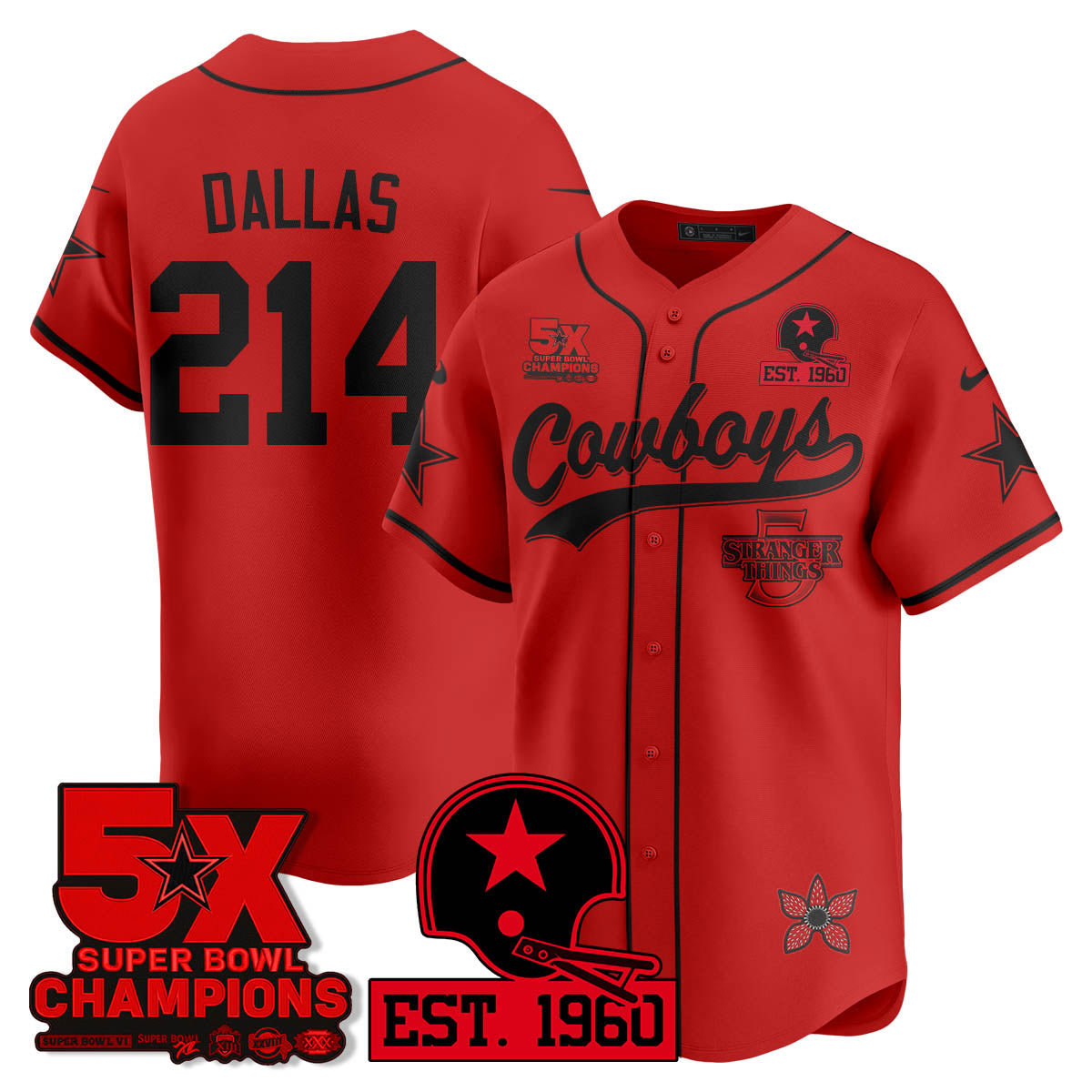 DAL Stranger Things Vapor Limited Baseball Jersey - All Stitched