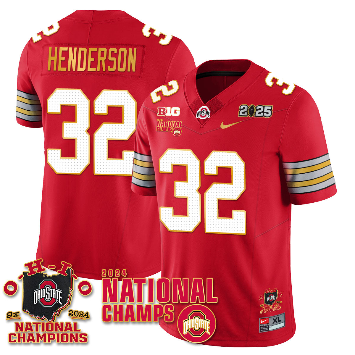 OSU 'Heritage Stripe' 2025 CFP Patch - National Champions Jersey N6 - All Stitched