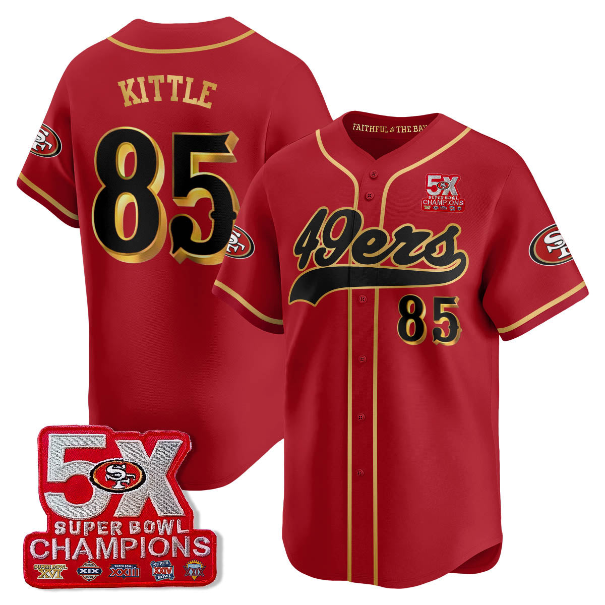 SF 5-Time Champions Patch Vapor Baseball Jersey - All Stitched