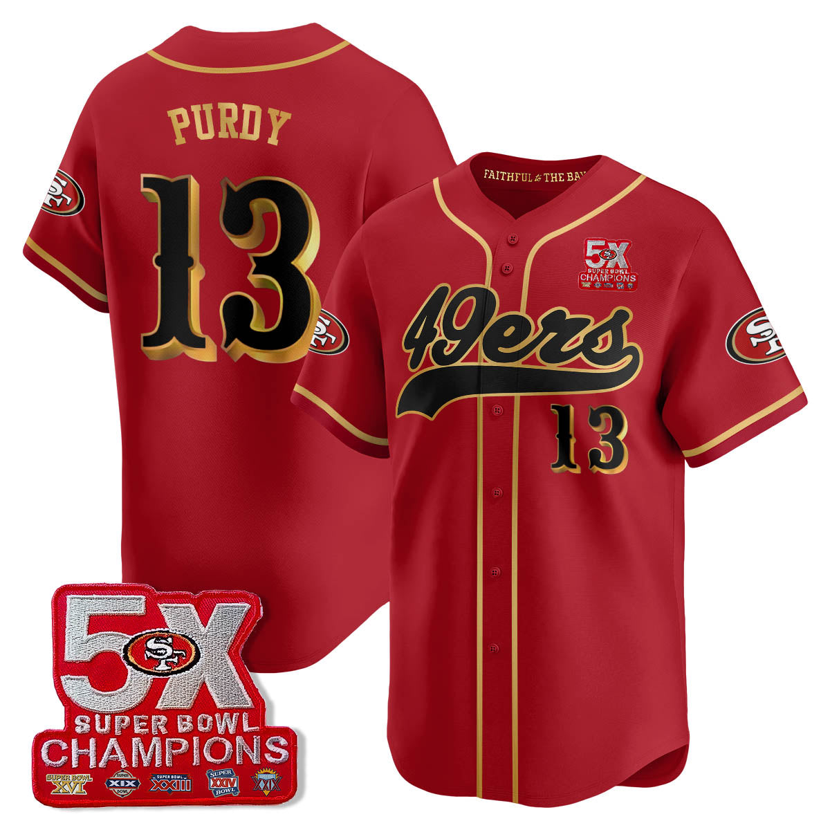 SF 5-Time Champions Patch Vapor Baseball Jersey - All Stitched