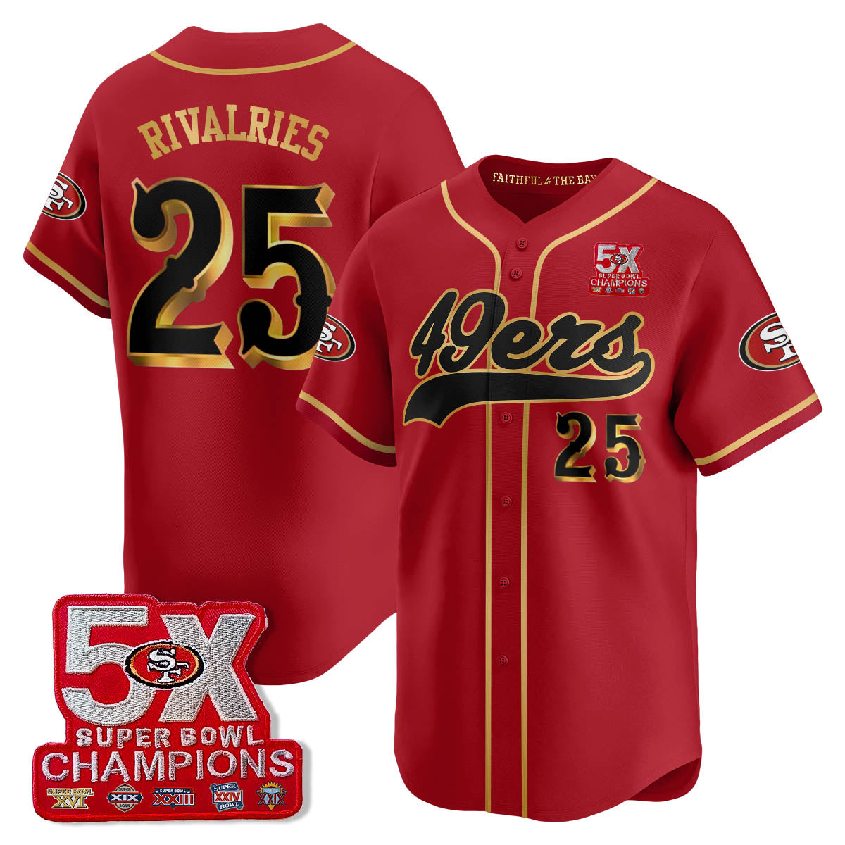 SF 5-Time Champions Patch Vapor Baseball Jersey - All Stitched