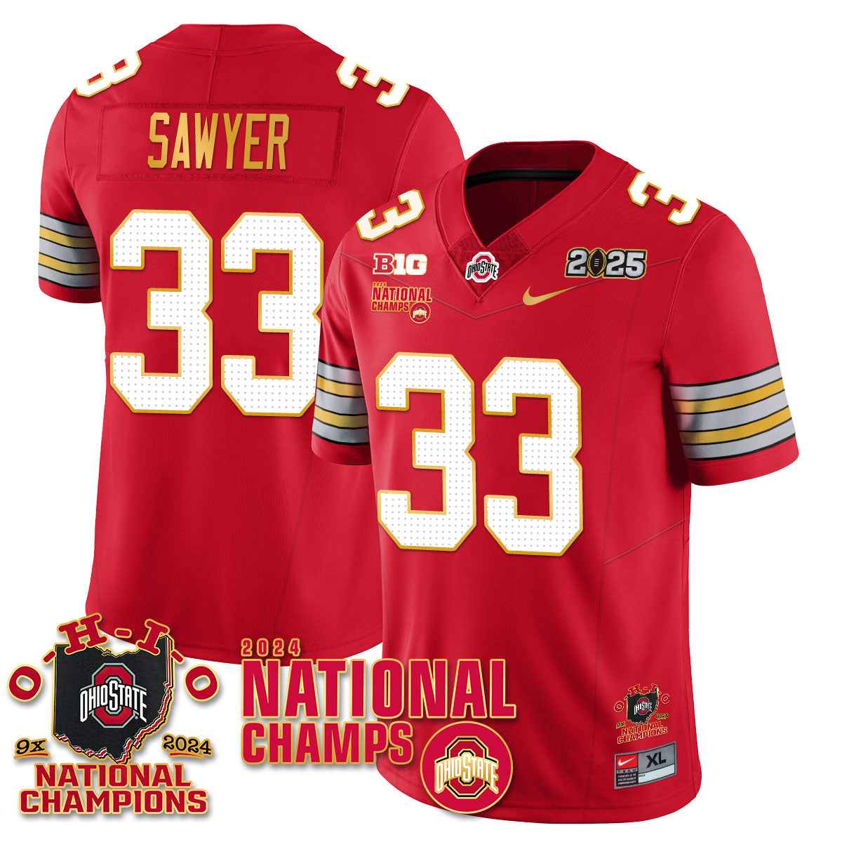 OSU 'Heritage Stripe' 2025 CFP Patch - National Champions Jersey N6 - All Stitched
