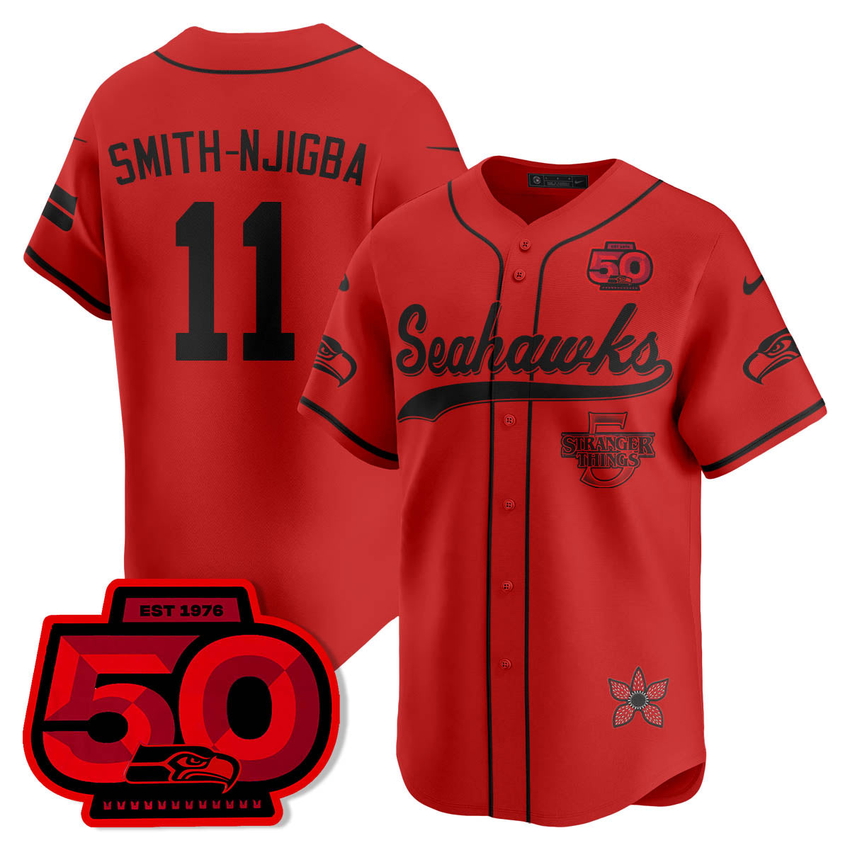 Seattle Seahawks Stranger Things Vapor Limited Baseball Jersey - All Stitched