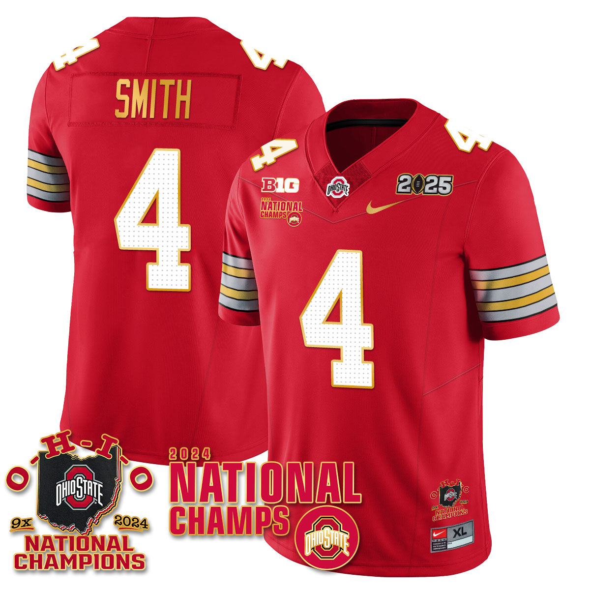 OSU 'Heritage Stripe' 2025 CFP Patch - National Champions Jersey N6 - All Stitched