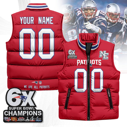 Custom NE 6-Time Champions Unisex Puffer Vest