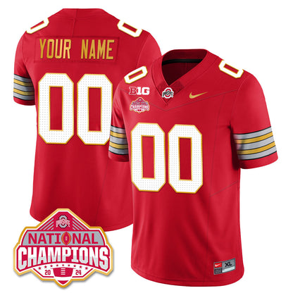 OSU 'Heritage Stripe' 2025 CFP Patch - National Champions Gold Custom Jersey - All Stitched