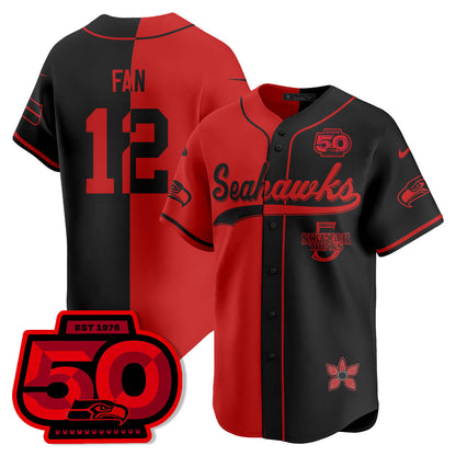Seattle Seahawks Stranger Things Vapor Limited Baseball Jersey - All Stitched